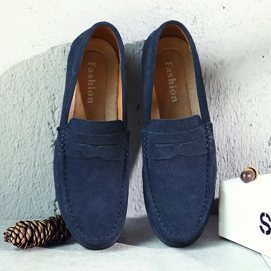 "Mocassins en daim confortables pour hommes, design élégant, différentes couleurs, semelle flexible, style adapté à toutes oc