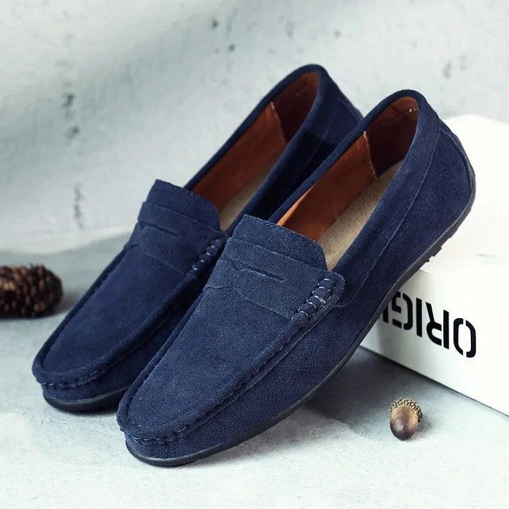 "Mocassins en daim confortables pour hommes, design élégant, différentes couleurs, semelle flexible, style adapté à toutes oc