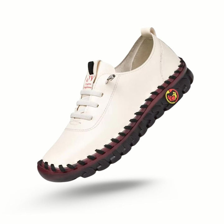 "Mocassins orthopédiques pour femmes, couleur beige, design élégant et moderne offrant confort et soutien optimal."