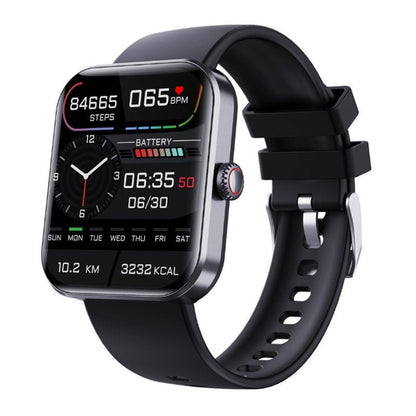 "Montre connectée élégante pour surveillance glycémie, écran tactile couleur, sans piqûre, disponible en noir et rose."