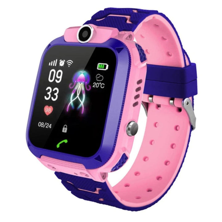 "Montre connectée enfant GPS, colorée avec caméra, appels bidirectionnels et bouton SOS intégré pour sécurité et amusement."