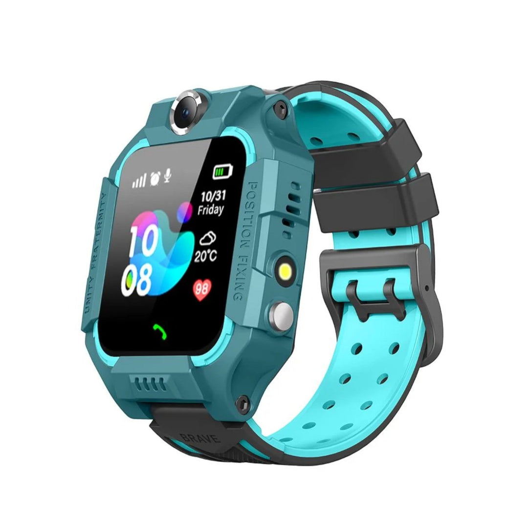 "Montre connectée enfant GPS, colorée avec caméra, appels bidirectionnels et bouton SOS intégré pour sécurité et amusement."