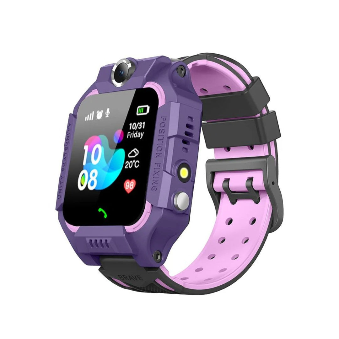 "Montre connectée enfant GPS, colorée avec caméra, appels bidirectionnels et bouton SOS intégré pour sécurité et amusement."
