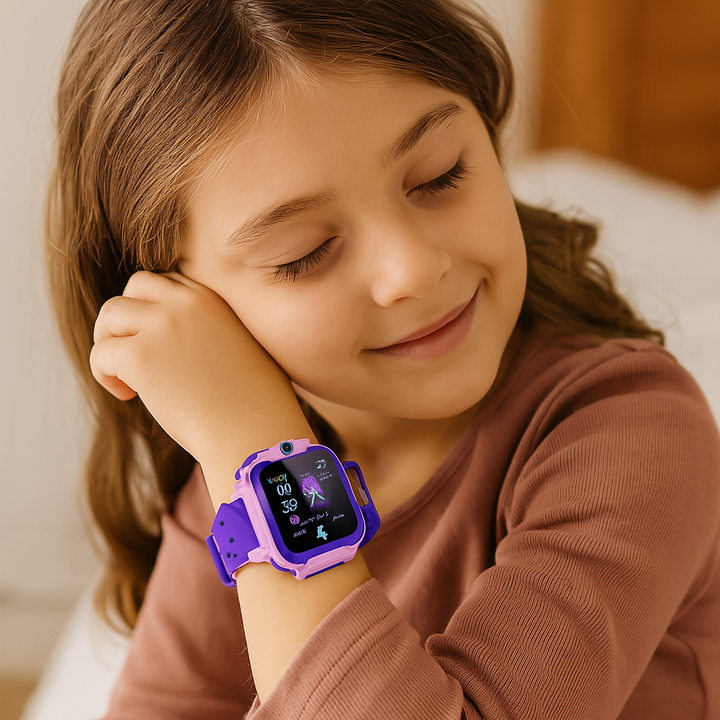 "Montre GPS enfant avec suivi en temps réel, design coloré et bouton SOS pour sécurité optimale. Étanche et résistante."