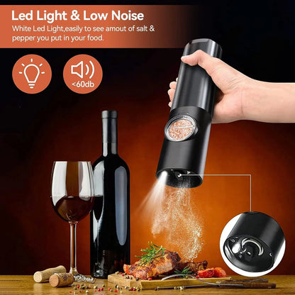 Moulin électrique à sel et poivre en acier inoxydable, LED intégrée, design moderne, rechargeable USB, élégant et fonctionnel
