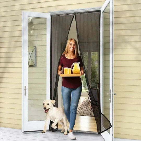 "Moustiquaire magnétique pour porte en polyester, système d'aimants puissant, protection contre insectes et ventilation optim