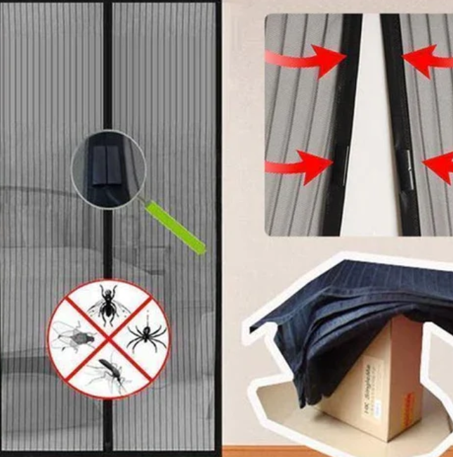 "Moustiquaire magnétique pour porte en polyester, système d'aimants puissant, protection contre insectes et ventilation optim