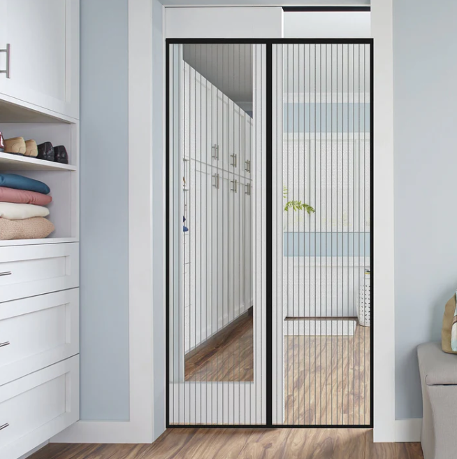 "Moustiquaire magnétique pour porte en polyester, système d'aimants puissant, protection contre insectes et ventilation optim