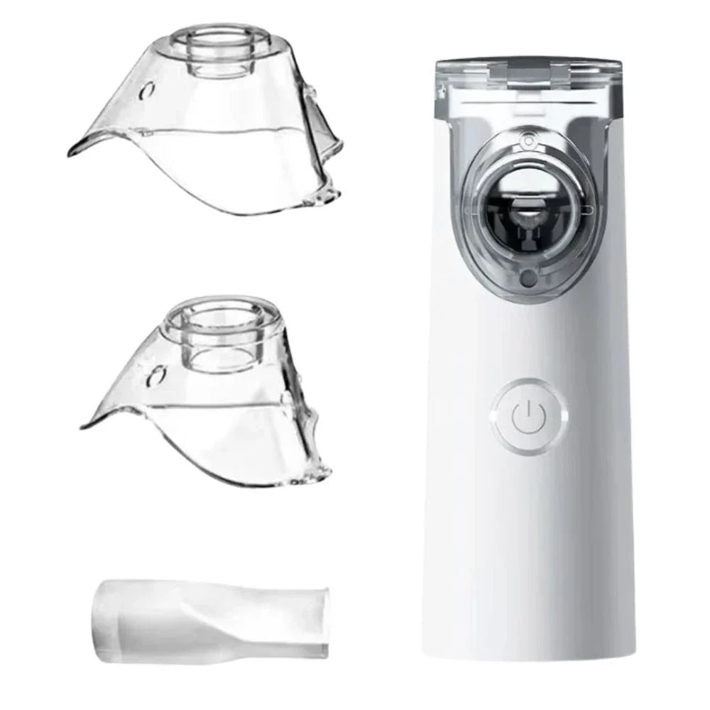 Nébuliseur ultrasonique portable compact, léger, couleurs blanc/bleu/vert, pour inhalation silencieuse et soulagement respira