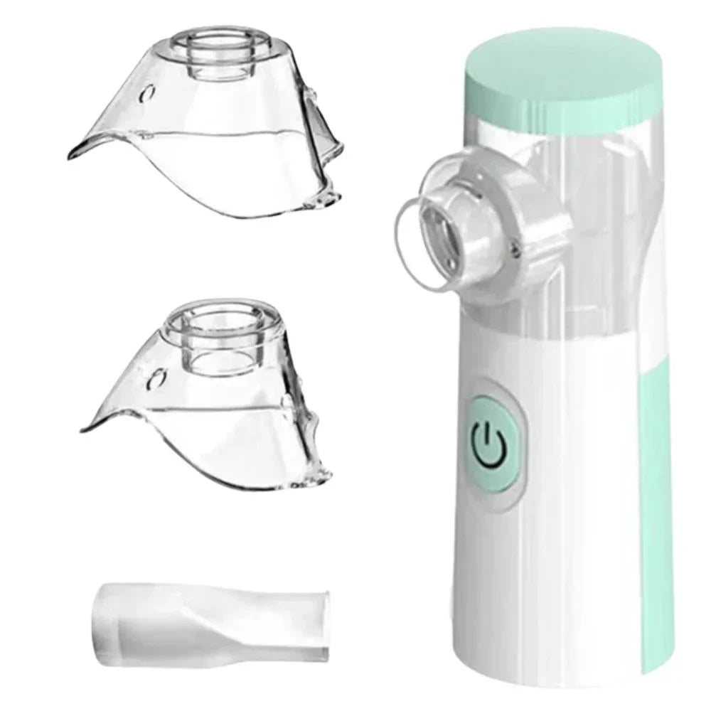 Nébuliseur ultrasonique portable compact, léger, couleurs blanc/bleu/vert, pour inhalation silencieuse et soulagement respira