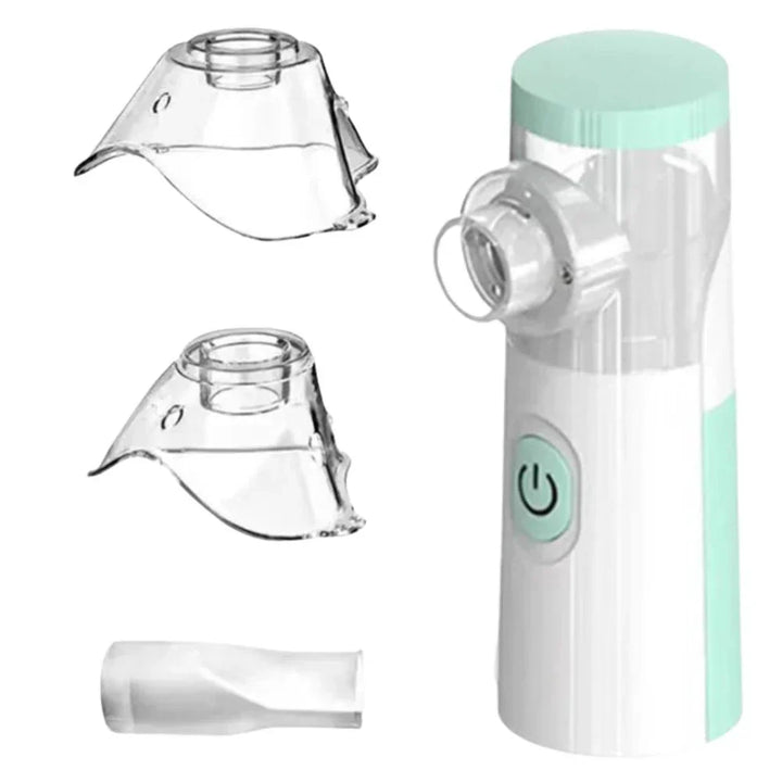 Nébuliseur ultrasonique portable compact, léger, couleurs blanc/bleu/vert, pour inhalation silencieuse et soulagement respira