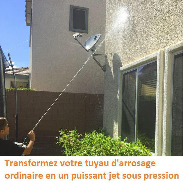 "Nettoyeur haute pression bleu 2-en-1, transformation de tuyau, idéal pour nettoyage voiture, allée, clôture, sans rayure."