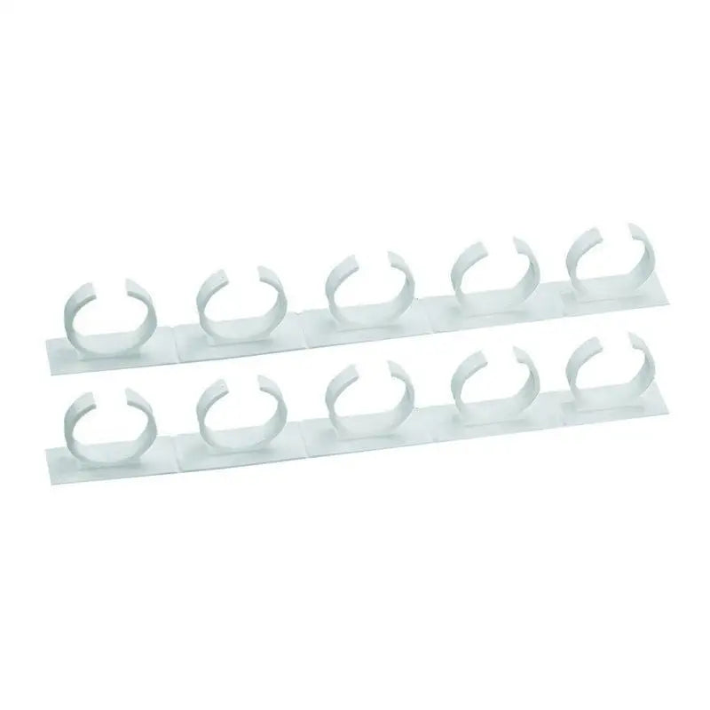"Organisateur d'épices blanc, clips modulables, design compact pour rangement mural moderne en cuisine."
