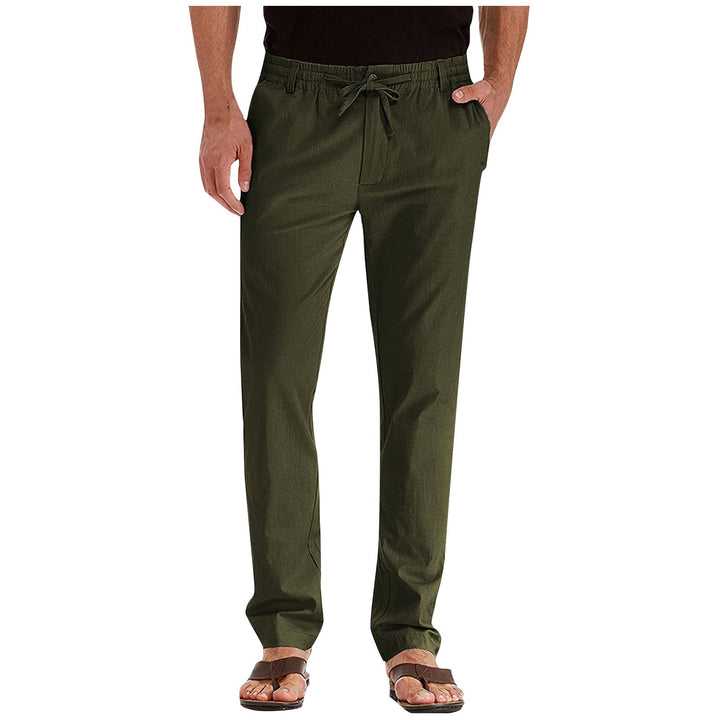 Pantalon ample décontracté homme, tissu polyester respirant, style coréen, idéal été, élégance décontractée.