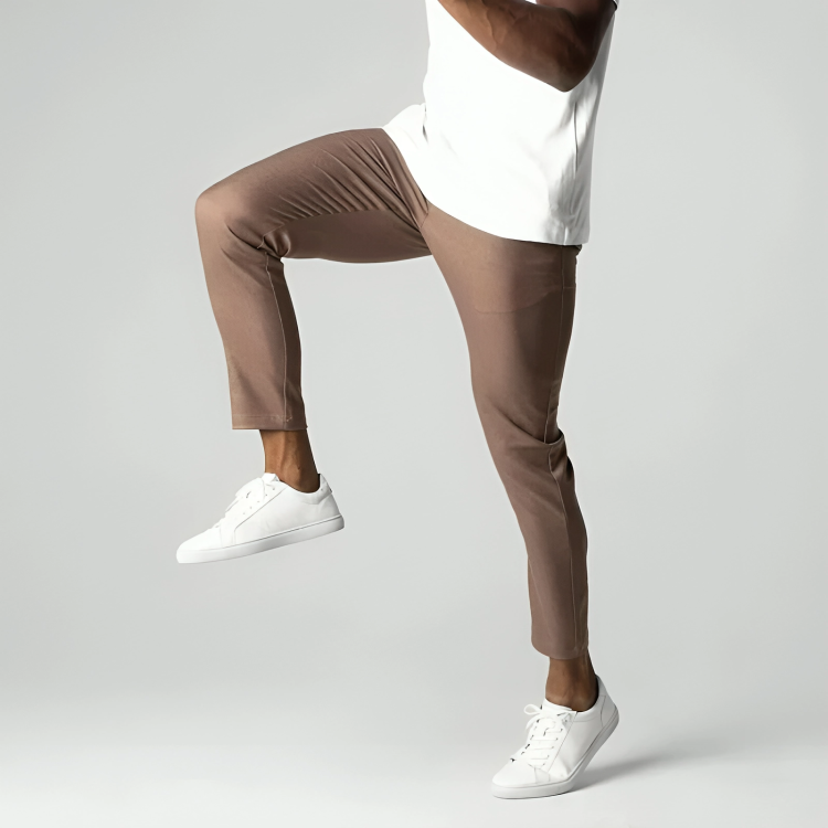 "Pantalon chino élastique homme ajusté, vert, pour confort quotidien et style moderne"