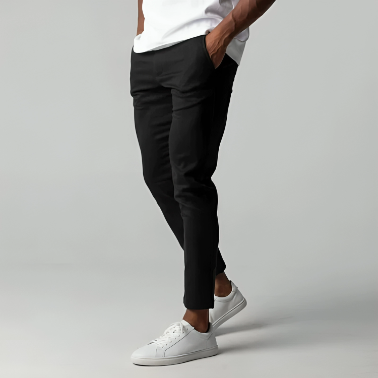 "Pantalon chino élastique homme ajusté, vert, pour confort quotidien et style moderne"