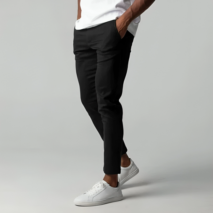 "Pantalon chino élastique homme ajusté, vert, pour confort quotidien et style moderne"
