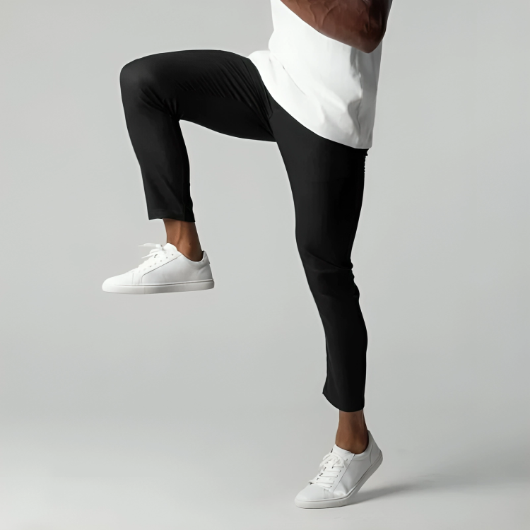 "Pantalon chino élastique homme ajusté, vert, pour confort quotidien et style moderne"