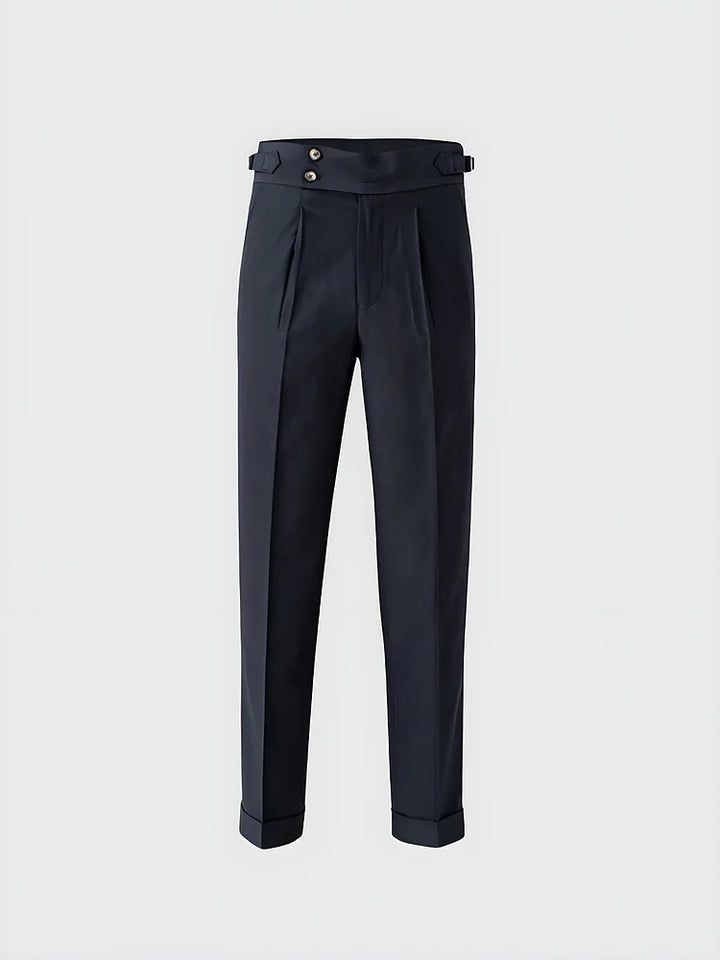 "Pantalon de costume homme élégant, coupe moderne, tissu léger, couleur sombre, parfait pour occasions formelles professionne