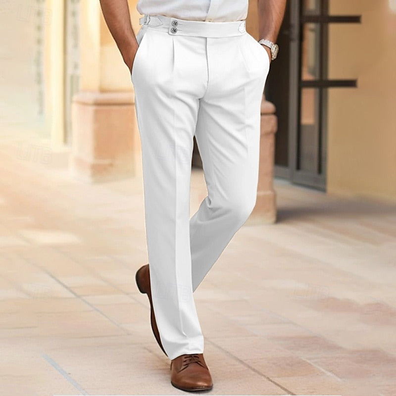 Pantalon de costume homme élégant et confortable, coupe ajustée, tissu respirant, adaptable bureau et soirées.