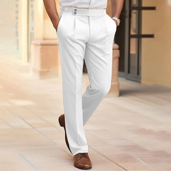 Pantalon de costume homme élégant et confortable, coupe ajustée, tissu respirant, adaptable bureau et soirées.