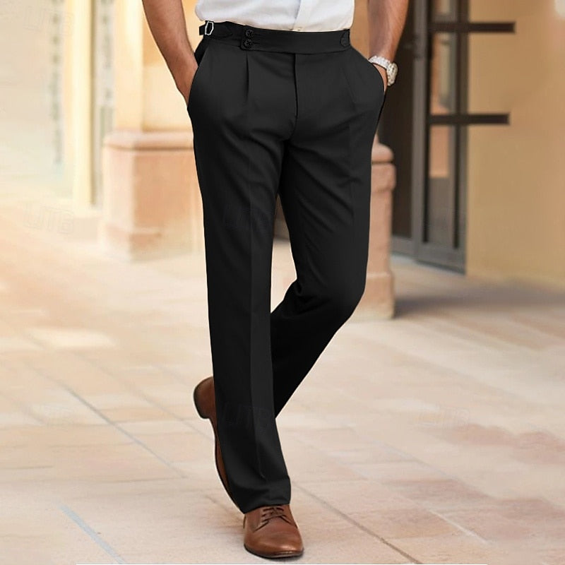 Pantalon de costume homme élégant et confortable, coupe ajustée, tissu respirant, adaptable bureau et soirées.