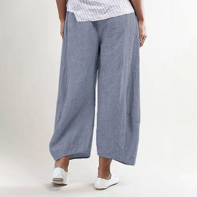 Pantalon en lin femme léger chic pour l'été, ample et confortable, idéal pour les journées chaudes et décontractées.