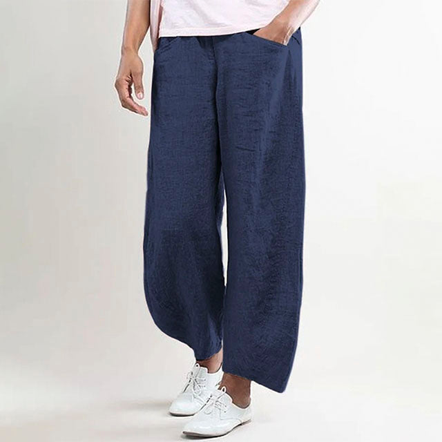 Pantalon en lin femme léger chic pour l'été, ample et confortable, idéal pour les journées chaudes et décontractées.