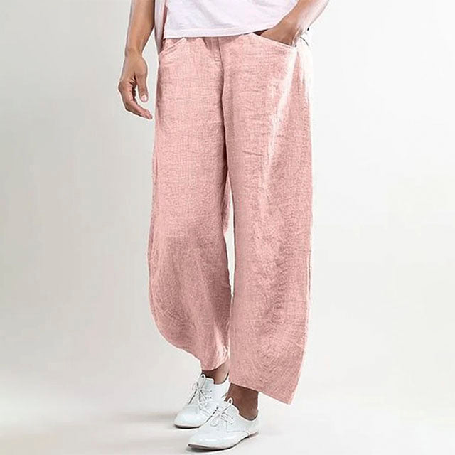 Pantalon en lin femme léger chic pour l'été, ample et confortable, idéal pour les journées chaudes et décontractées.