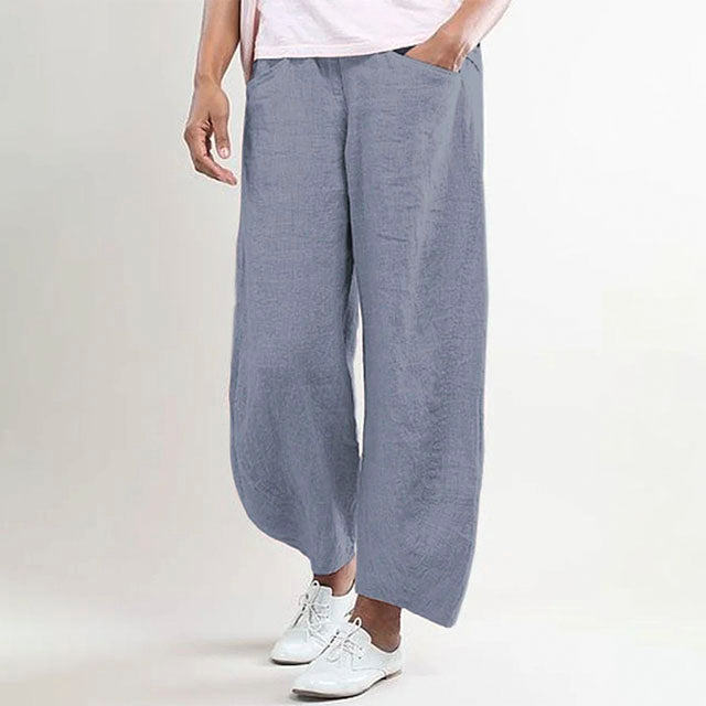Pantalon en lin femme léger chic pour l'été, ample et confortable, idéal pour les journées chaudes et décontractées.