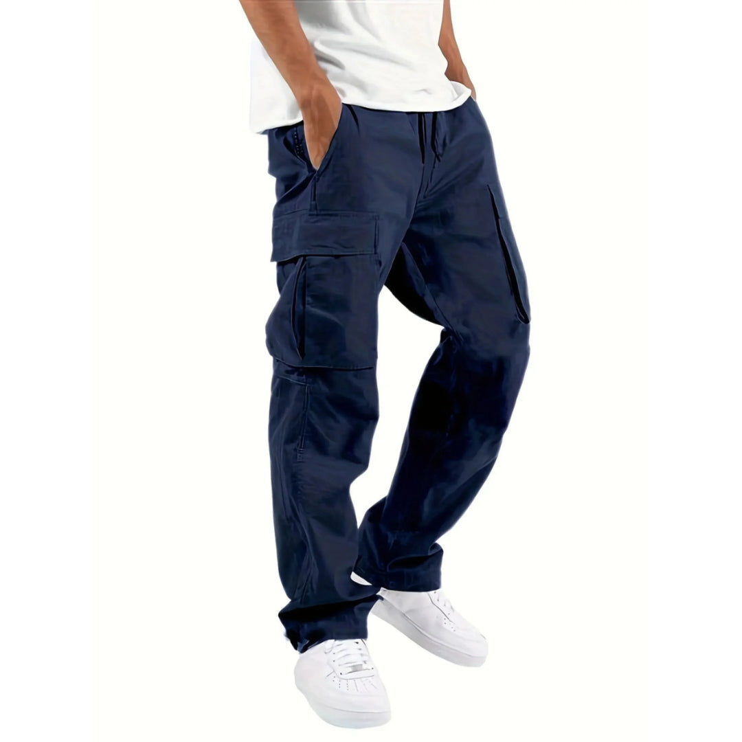 "Pantalon homme cargo moderne coupe droite confortable, tissu résistant, poches multiples, idéal usage quotidien et extérieur