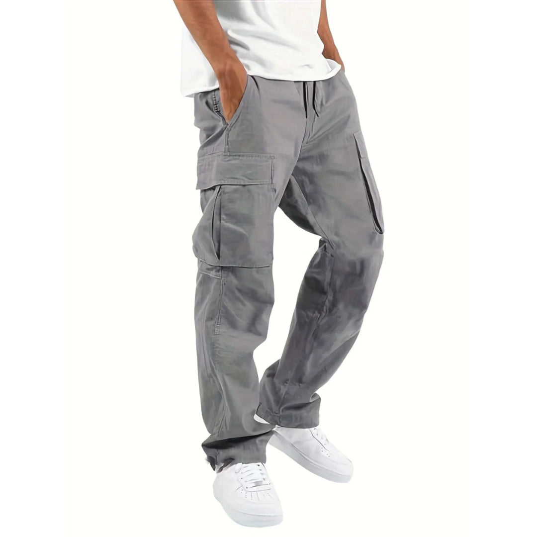 "Pantalon homme cargo moderne coupe droite confortable, tissu résistant, poches multiples, idéal usage quotidien et extérieur