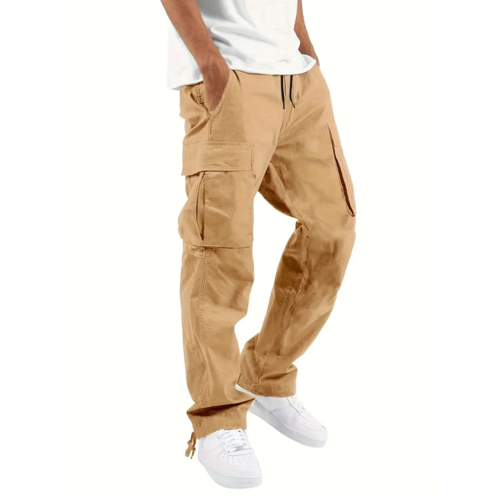 "Pantalon homme cargo moderne coupe droite confortable, tissu résistant, poches multiples, idéal usage quotidien et extérieur