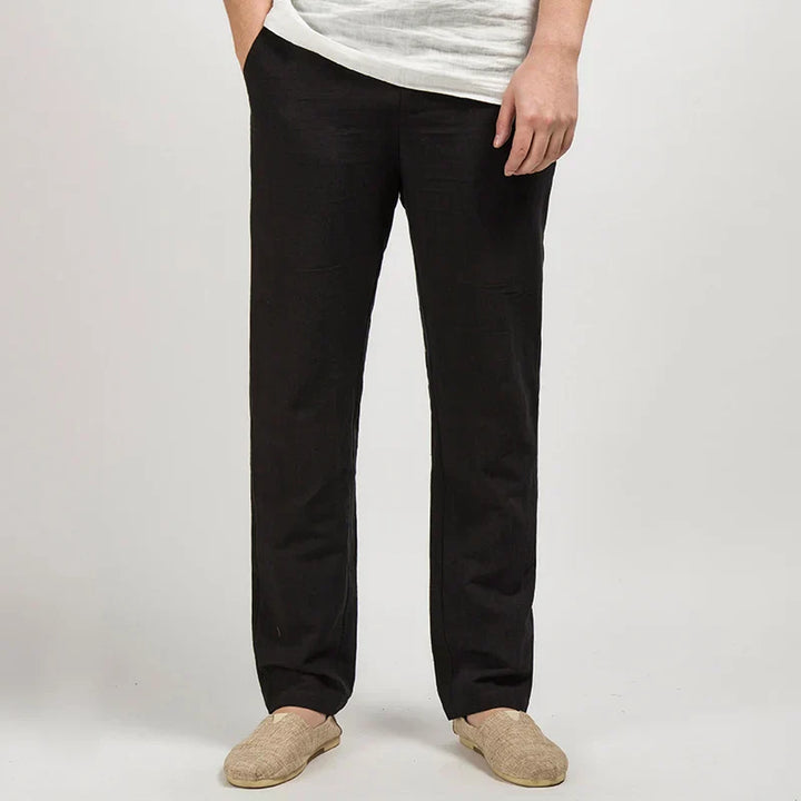 "Pantalon homme en lin léger, coupe droite ample, idéal pour temps chaud, longueur cheville, coloris tendance"