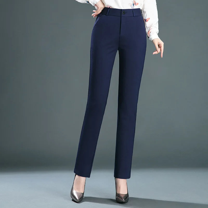"Pantalon tailleur femme noir élégant, ajusté, confort optimal, parfait pour bureau ou soirée."