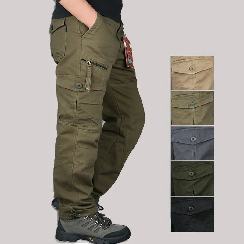"Pantalons cargo homme, design moderne, poches spacieuses, couleur kaki, confort pour un style urbain décontracté"