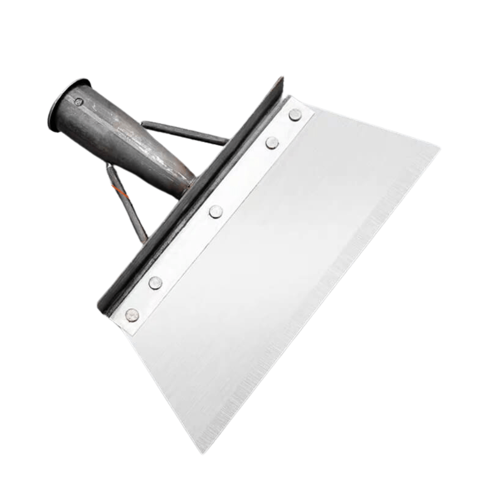 "Pelle de jardin désherbante ergonomique en acier inoxydable durable, argentée, pour sols variés, anti-maux de dos."