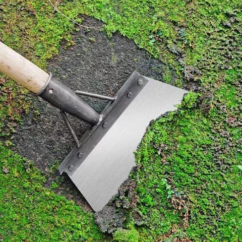 "Pelle de jardin désherbante ergonomique en acier inoxydable durable, argentée, pour sols variés, anti-maux de dos."