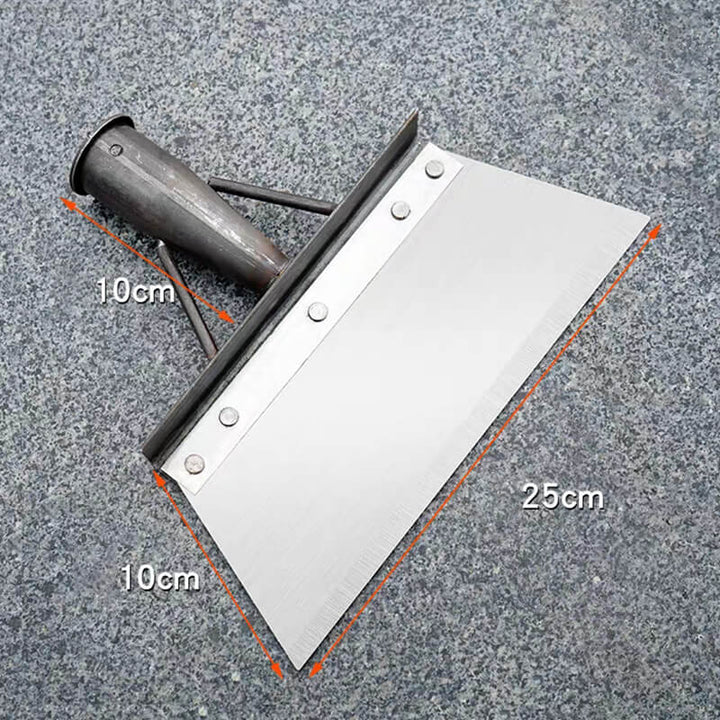 "Pelle de jardin désherbante ergonomique en acier inoxydable durable, argentée, pour sols variés, anti-maux de dos."