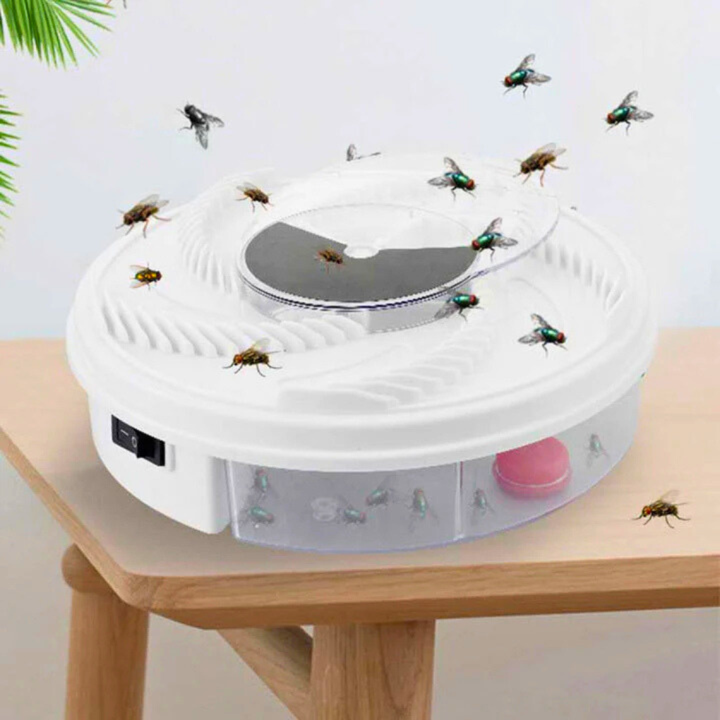 Piège électrique à mouches silencieux, rotatif, éco, avec rainures d'appât et bac réutilisable pour intérieur, USB.