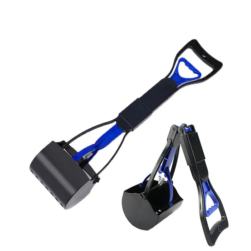 "Pince colorée pour déjections canines avec poignée longue ergonomique pour un ramassage hygiénique et confortable."