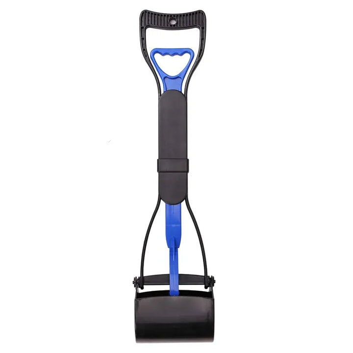 "Pince colorée pour déjections canines avec poignée longue ergonomique pour un ramassage hygiénique et confortable."