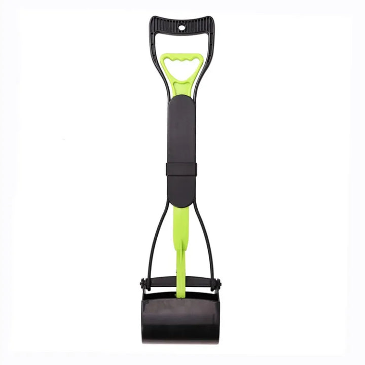 "Pince colorée pour déjections canines avec poignée longue ergonomique pour un ramassage hygiénique et confortable."