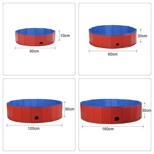 Piscine pliable pour chiens, résistante et antidérapante, idéal pour jardin ou terrasse, facile à monter et transporter.