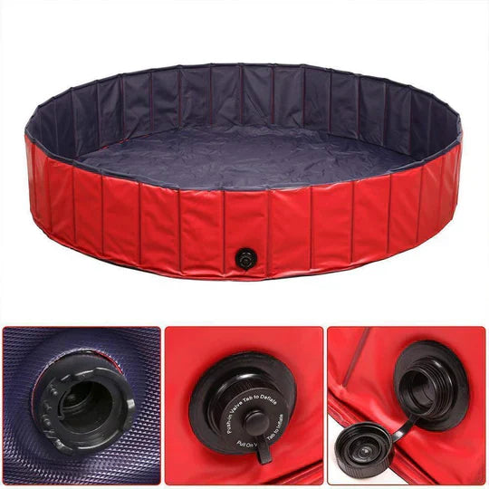 Piscine pliable pour chiens, résistante et antidérapante, idéal pour jardin ou terrasse, facile à monter et transporter.