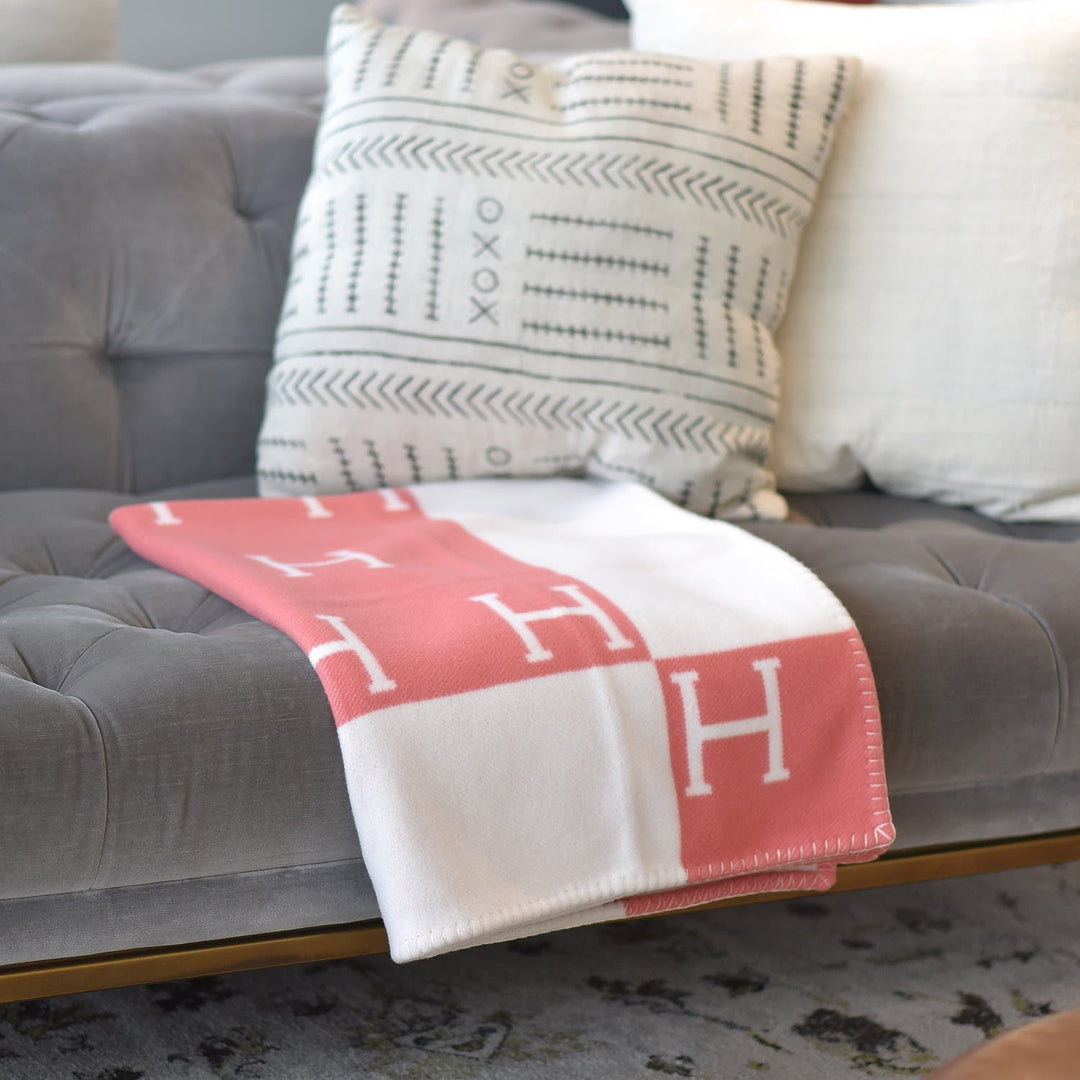 "Plaid en laine et cachemire, élégant et doux dans des tons beige, gris, noir, rose, ajout de luxe à la maison"