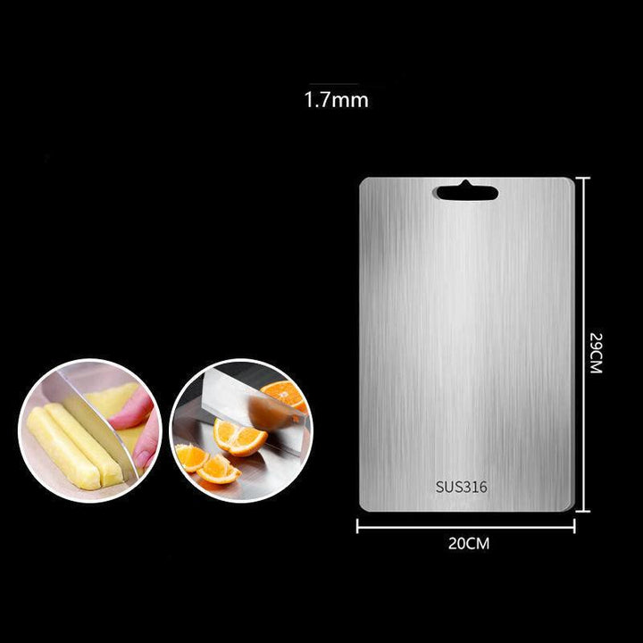 "Planche à découper en titane robuste, surface élégante et hygiénique pour cuisine moderne, anti-odeur et durable."