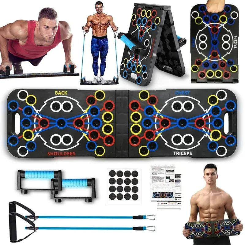 Planche d'entraînement compacte et polyvalente avec design coloré, idéal pour le renforcement musculaire à domicile.