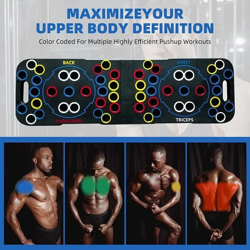 Planche d'entraînement compacte et polyvalente avec design coloré, idéal pour le renforcement musculaire à domicile.