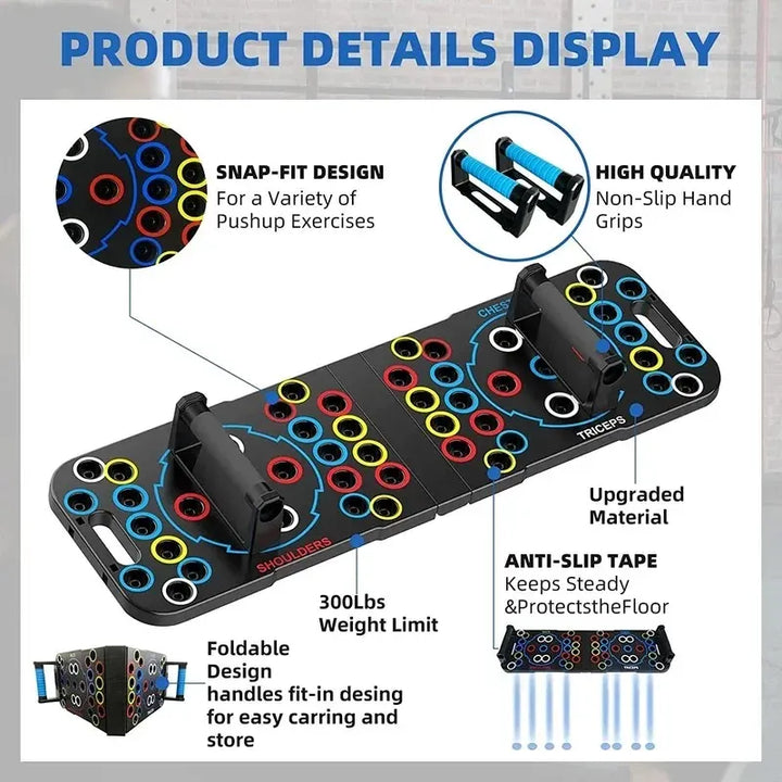 Planche d'entraînement compacte et polyvalente avec design coloré, idéal pour le renforcement musculaire à domicile.